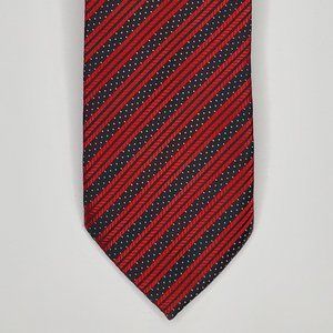 Brioni Red And Black Pinstriped Silk Tie